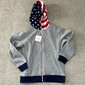 NWT Gymboree American Flag hooded sweatshirt s 7-8